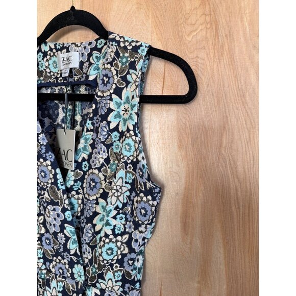 ZAC Zac Posen Pepper Jumpsuit Size 8 Blue Aqua Floral Sleeveless Made USA NWT - Picture 12 of 16
